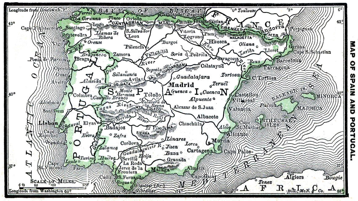 Map of Spain and Portugal