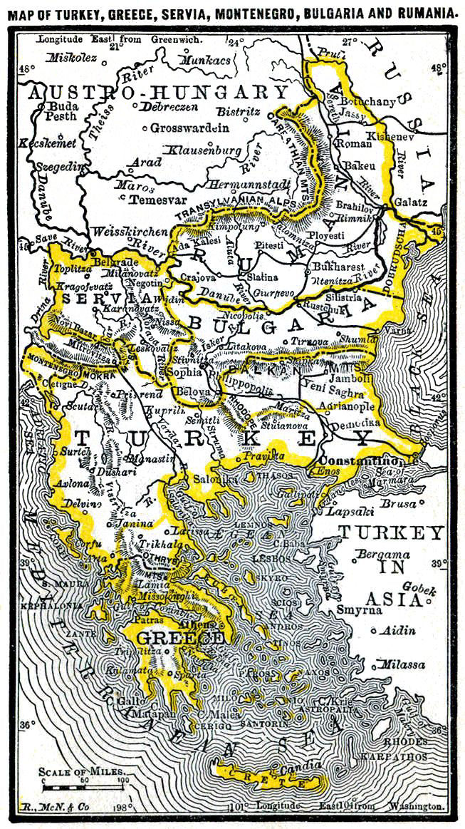 Map of Turkey Greece and Balkans