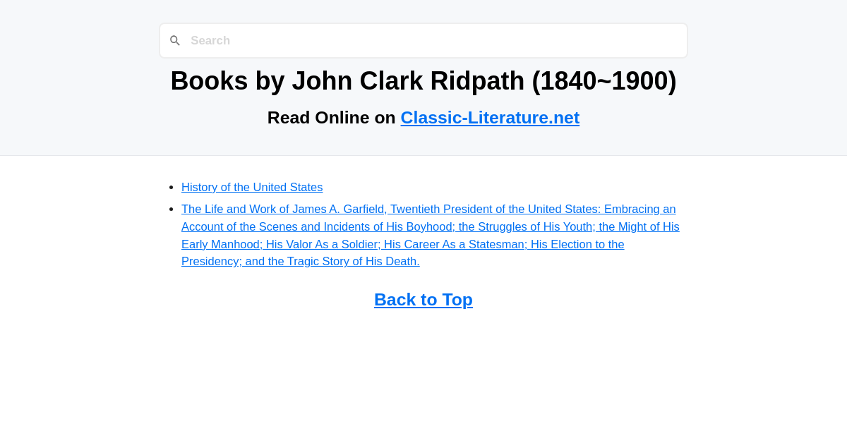 James Ridpath Books by John Clark Ridpath (1840~1900) - Read Online on Classic ...