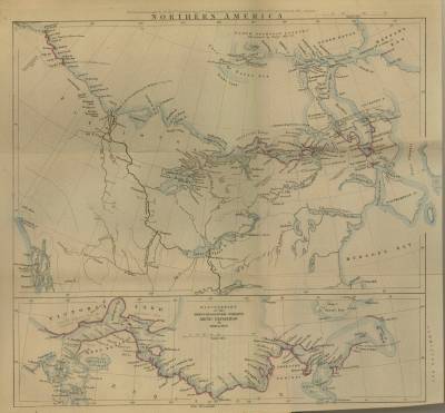 The Discoveries made by The Honble. Hudson's Bay Cos. Arctic
Expeditions, between the Years 1837 & 1847. are Coloured Red
NORTHERN AMERICA DISCOVERIES of the HONBLE. HUDSON'S BAY
COMPANY'S ARCTIC EXPEDITION in 1838 & 1839. John Arrowsmith