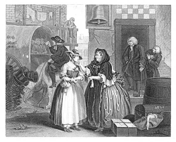 THE HARLOT'S PROGRESS.

PLATE 1.

ENSNARED BY A PROCURESS.