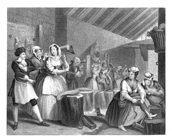 THE HARLOT'S PROGRESS.

PLATE 4.

SCENE IN BRIDEWELL.