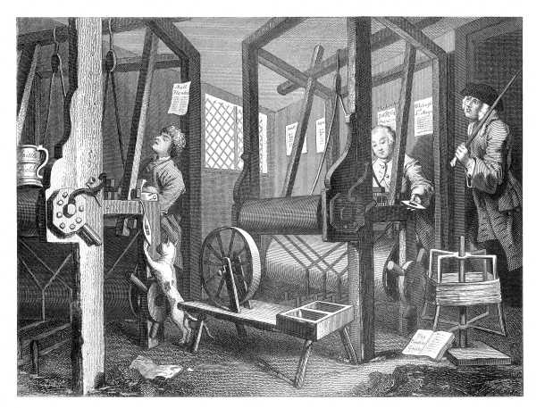 INDUSTRY AND IDLENESS.

PLATE 1.

THE FELLOW 'PRENTICES AT THEIR LOOMS.