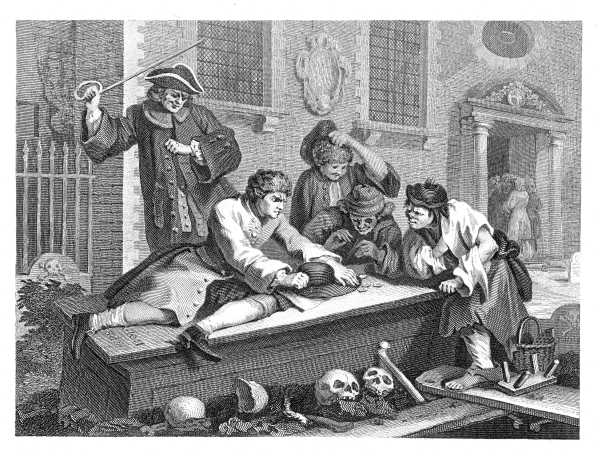 INDUSTRY AND IDLENESS.

PLATE 3.

THE IDLE 'PRENTICE AT PLAY IN THE CHURCH YARD