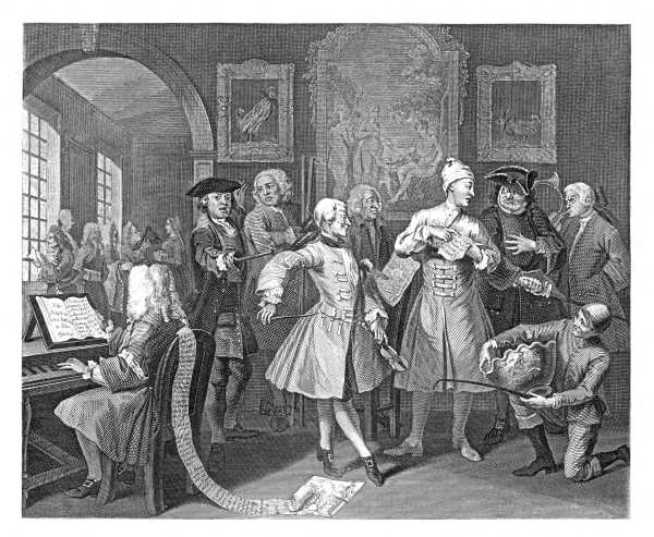 THE RAKE'S PROGRESS.

PLATE 2.

SURROUNDED BY ARTISTS & PROFESSORS.