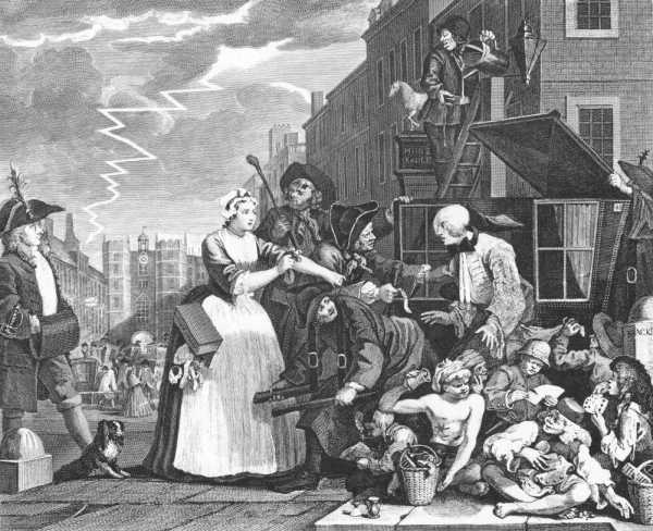 THE RAKE'S PROGRESS.

PLATE 4.

ARRESTED FOR DEBT AS GOING TO COURT.