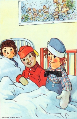 Raggedy Andy in bed