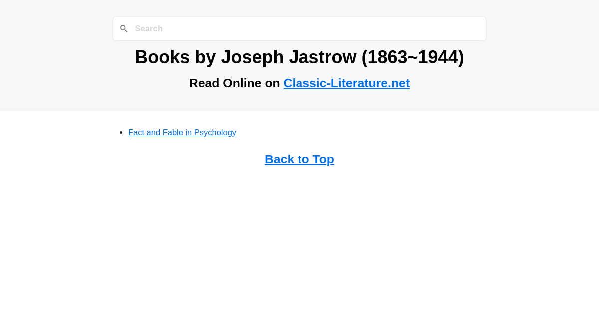 Books by Joseph Jastrow (18631944)
