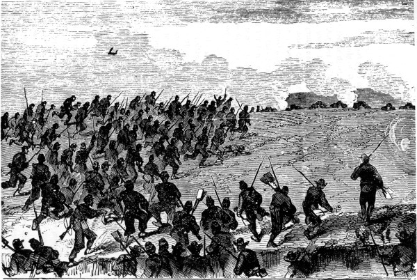 AT FORT WAGNER.

Desperate charge of the 54th Mass. Vols. in the assault on Fort Wagner,
July 18, 1863.