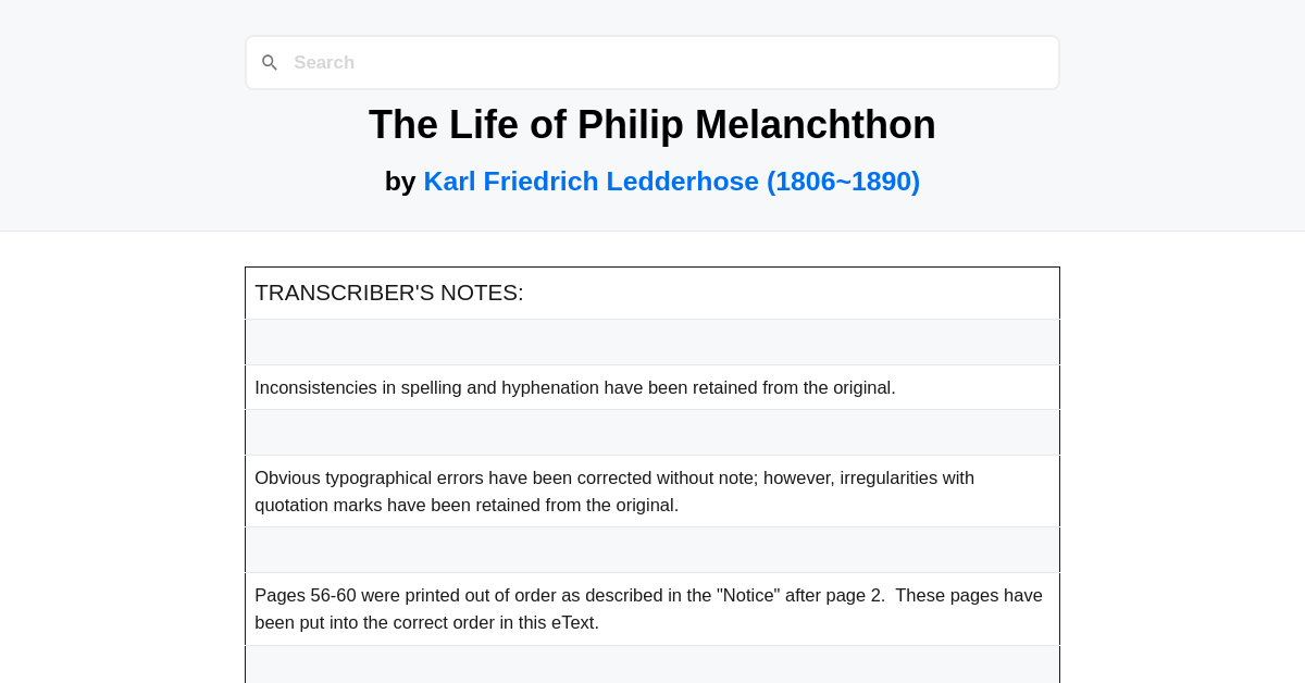 The Life of Philip Melanchthon