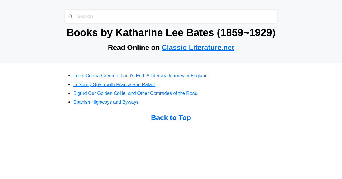 Books by Katharine Lee Bates (1859-1929) - Read Online on Classic ...