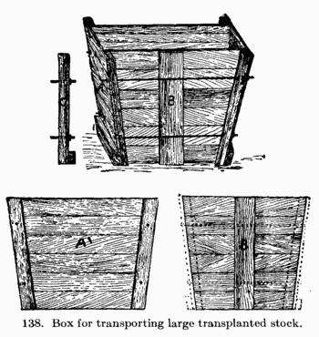[Illustration: Fig. 138. Box for transporting
large transplanted stock.]