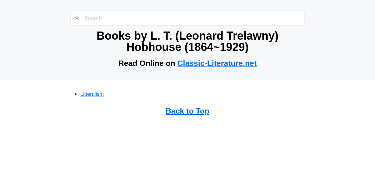 Books by L. T. (Leonard Trelawny) Hobhouse (1864-1929)