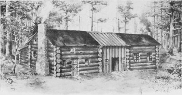 DOUBLE LOG CABIN Built by Wm. Abbe, Linn County's First
 Settler