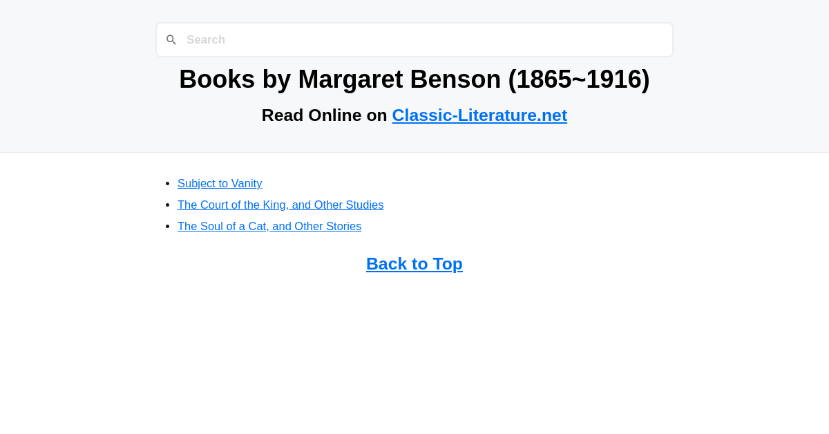 Books by Margaret Benson (18651916)