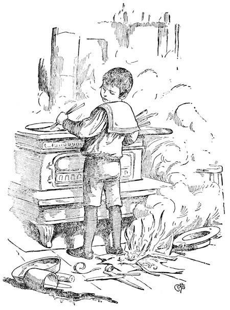 Johnny whirled around to see the heap of papers and shavings on
the floor