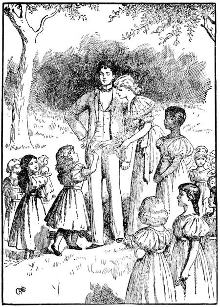 The little children from the Dunraven Home marched around Phronsie
and her husband