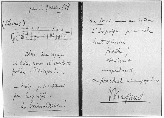 A LETTER SENT ME BY MASSENET IN 1907, AND SIGNED

"... Your Devoted, Faithful, Obedient, Respectful and Punctual Accompanist"