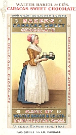 Walter Baker & Co's. Caracas Sweet Chocolate
Fac-simile 1/4 Lb. Package.