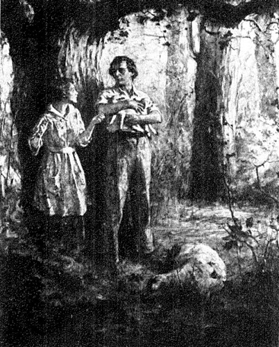 A poor old sheep was lying flat with pathetic inertia while
Adam stood over her with something in his arms