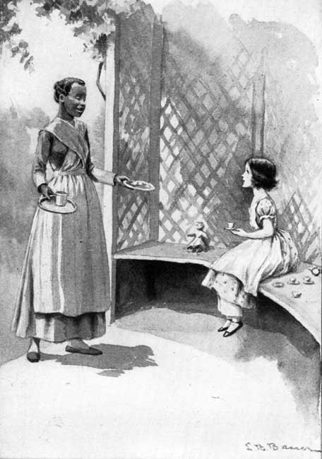 A Tea-party in the Summer-House.

"Dovey appeared with a large saucer of peaches and cream."