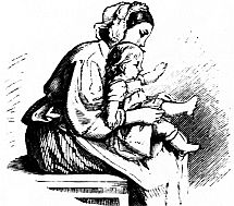 mohter holding baby on lap