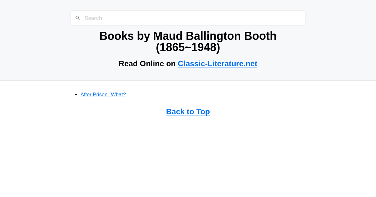 Books by Maud Ballington Booth (1865-1948) - Read Online on Classic ...