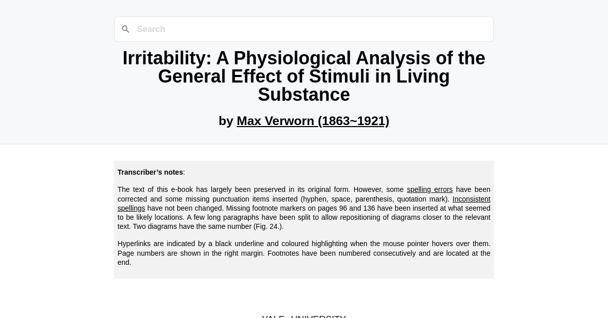 General Effect Irritability: A Physiological Analysis of the General Effect of Stimuli ...