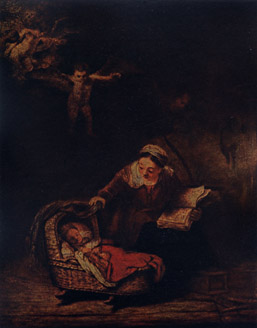 THE HOLY FAMILY WITH THE ANGELS 1645. The Hermitage, St. Petersburg.