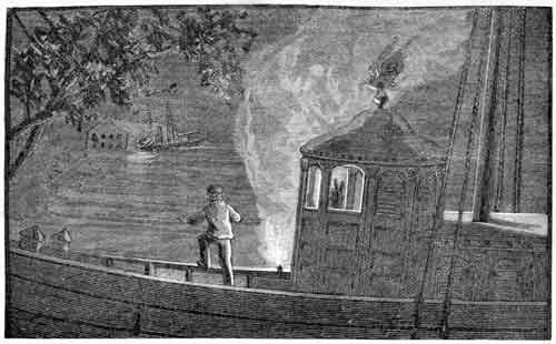 I saw the Islander with a house hanging to her bow.