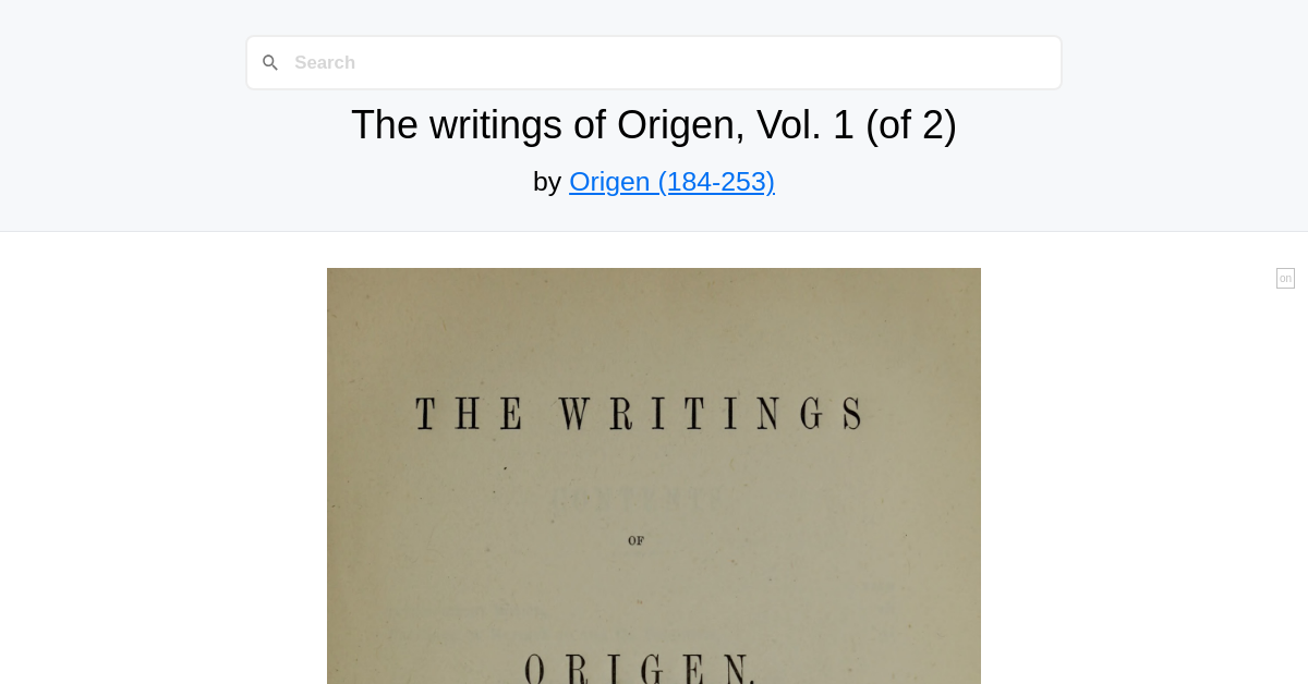 The writings of Origen, Vol. 1 (of 2)