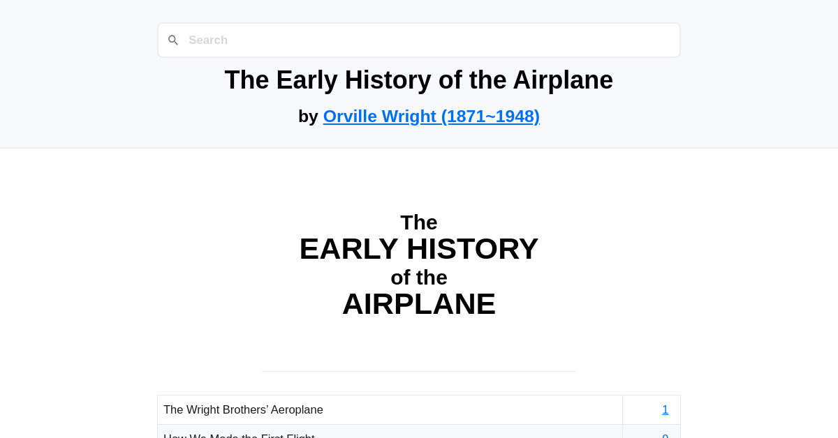 The Early History of the Airplane by Orville Wright (1871~1948)