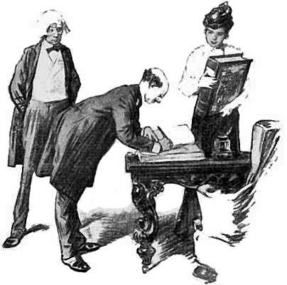 Professors Totts and Egghorn signing their respective
works.