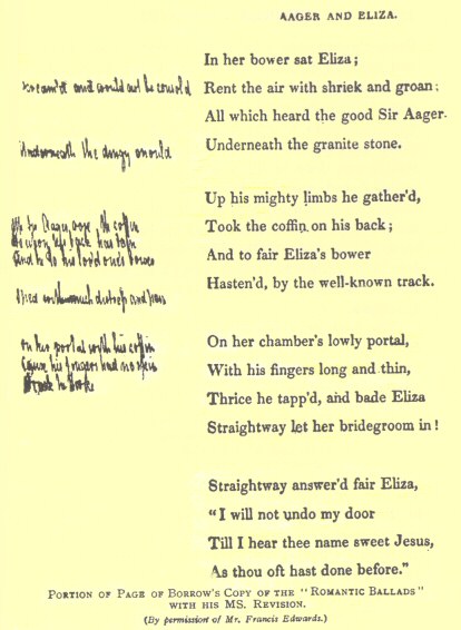 Portion of page of Borrow’s MS. copy of the
“Romantic Ballads” with his MS. revision