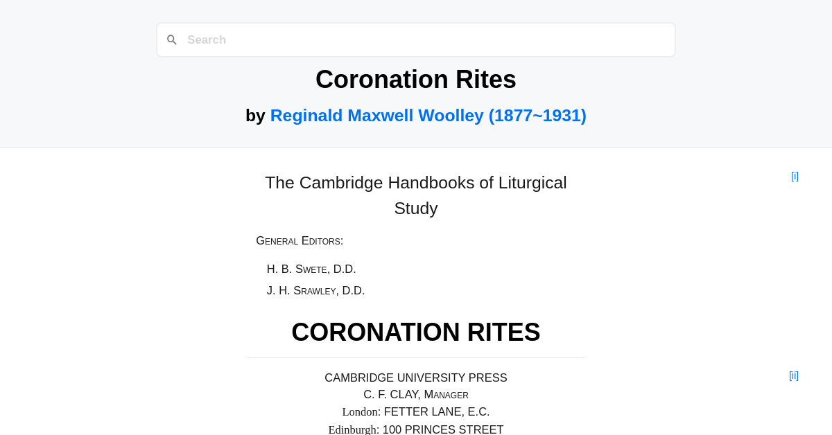 Coronation Rites by Reginald Maxwell Woolley (1877~1931)