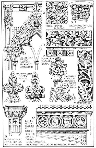 Image unavailable: DECORATED AND PERPENDICULAR
GOTHIC DETAILS.      Plate  17.