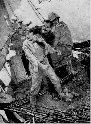 "'YOU YOUNG FOOL!' EXCLAIMED CHARLIE, 'THE
WATER ROUND HERE IS THICK WITH SHARKS!'"