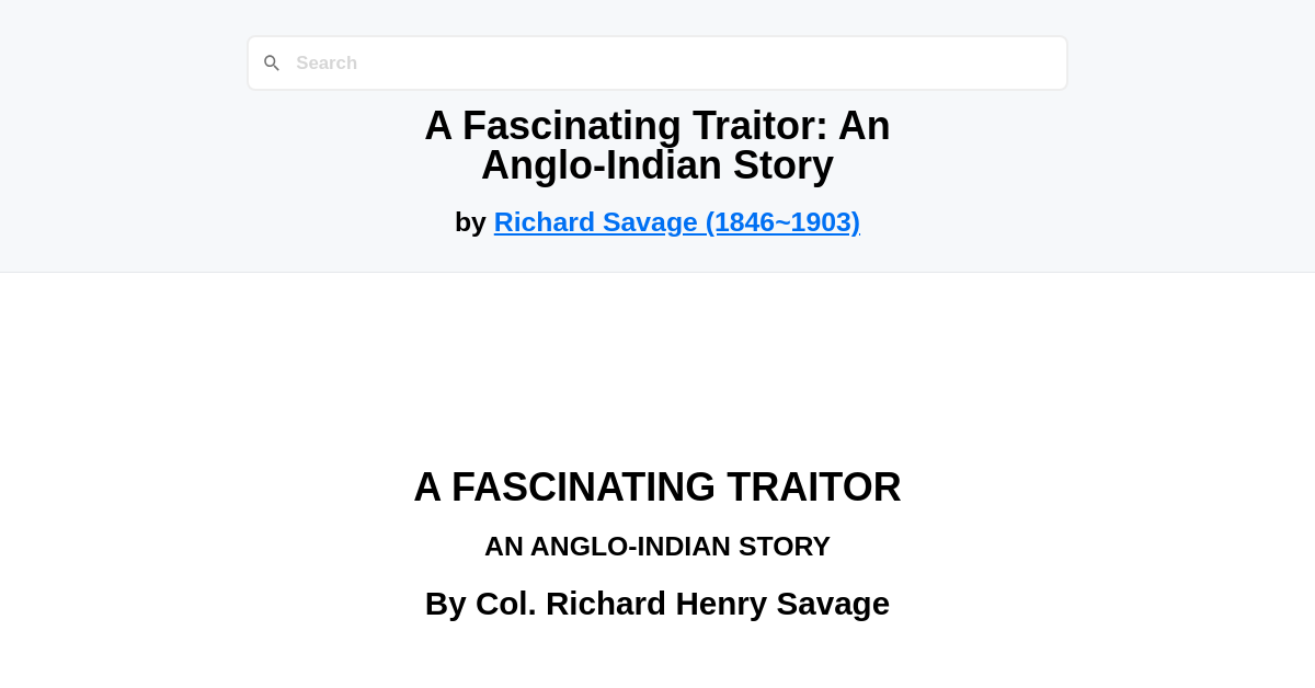 A Fascinating Traitor: An Anglo-Indian Story