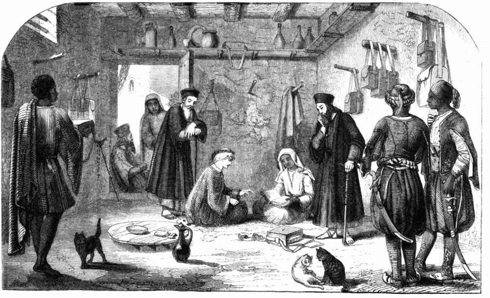 INTERIOR OF THE ABYSSINIAN LIBRARY, IN THE MONASTERY OF
SOURIANI ON THE NATRON LAKES.