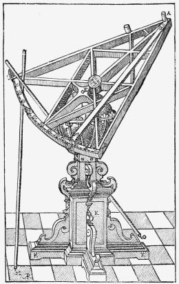 TYCHO'S TRIGONIC SEXTANT.
(The arms, AB and AC, are about 5 1/2 ft. long.)