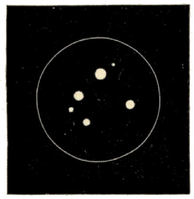 Fig. 98.—The Multiple star (θ Orionis) in the
Great Nebula of Orion.