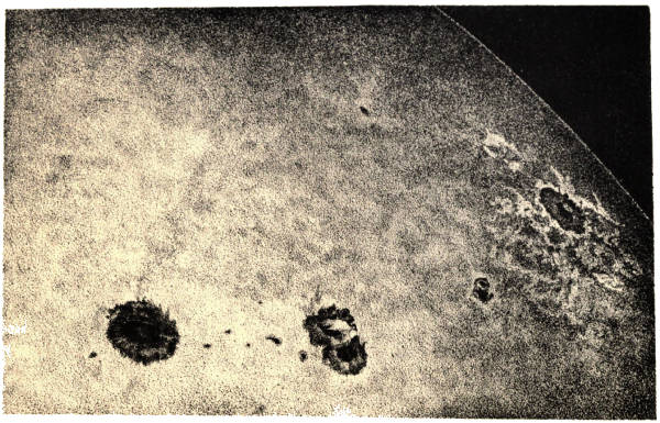 PLATE III.
SPOTS AND FACULÆ ON THE SUN.
(FROM A PHOTOGRAPH BY MR. WARREN DE LA RUE, 20TH SEPT., 1861.)