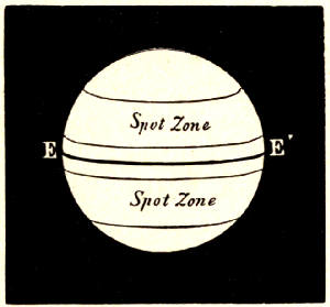 Fig. 15.—Zones on the Sun's Surface in which Spots
appear.