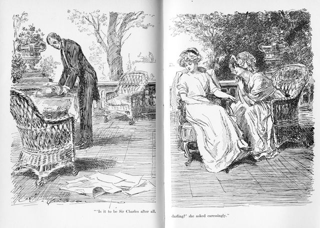 "'Is it to be Sir Charles after all, darling?' she asked
caressingly."