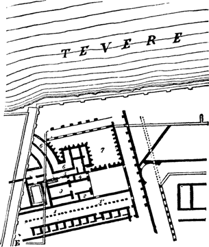 Ancient house in the Farnesina Gardens.
