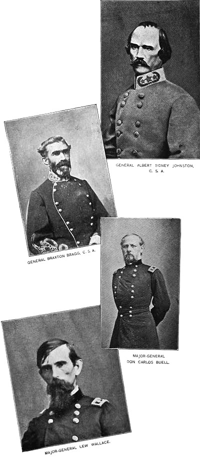 ALBERT SIDNEY JOHNSTON, BRAXTON BRAGG,
			DON CARLOS BUELL, AND LEW WALLACE