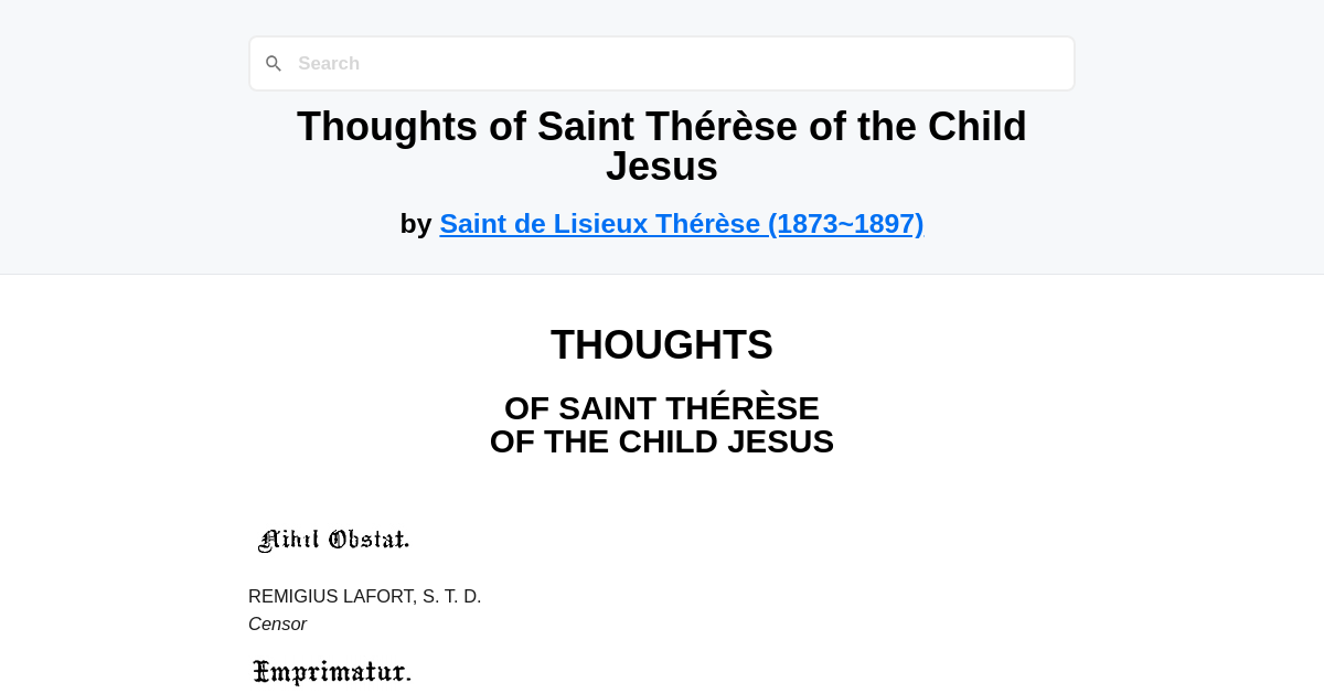 Thoughts of Saint Thérèse of the Child Jesus by Saint de Lisieux ...