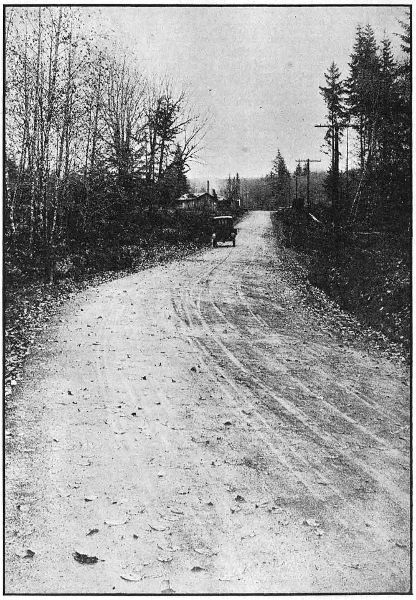 BITUMINOUS PAVING
NEAR SVENSON IN CLATSOP COUNTY ON THE COLUMBIA RIVER HIGHWAY. PAVED IN 1917