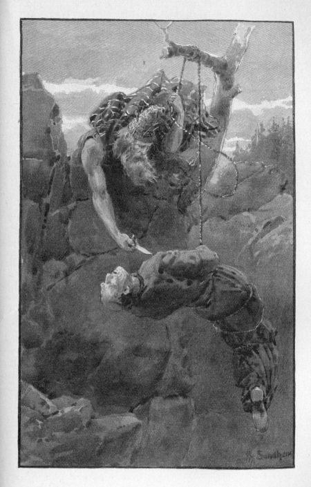 GrÃ»l lay flat, thrust his head and shoulders far out over the brink, and reached down a long arm.