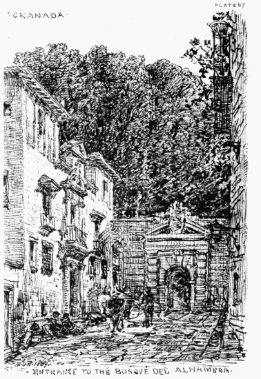 PLATE 67
GRANADA
ENTRANCE TO THE BOSQUÃ DEL ALHAMBRA
MDW 1869